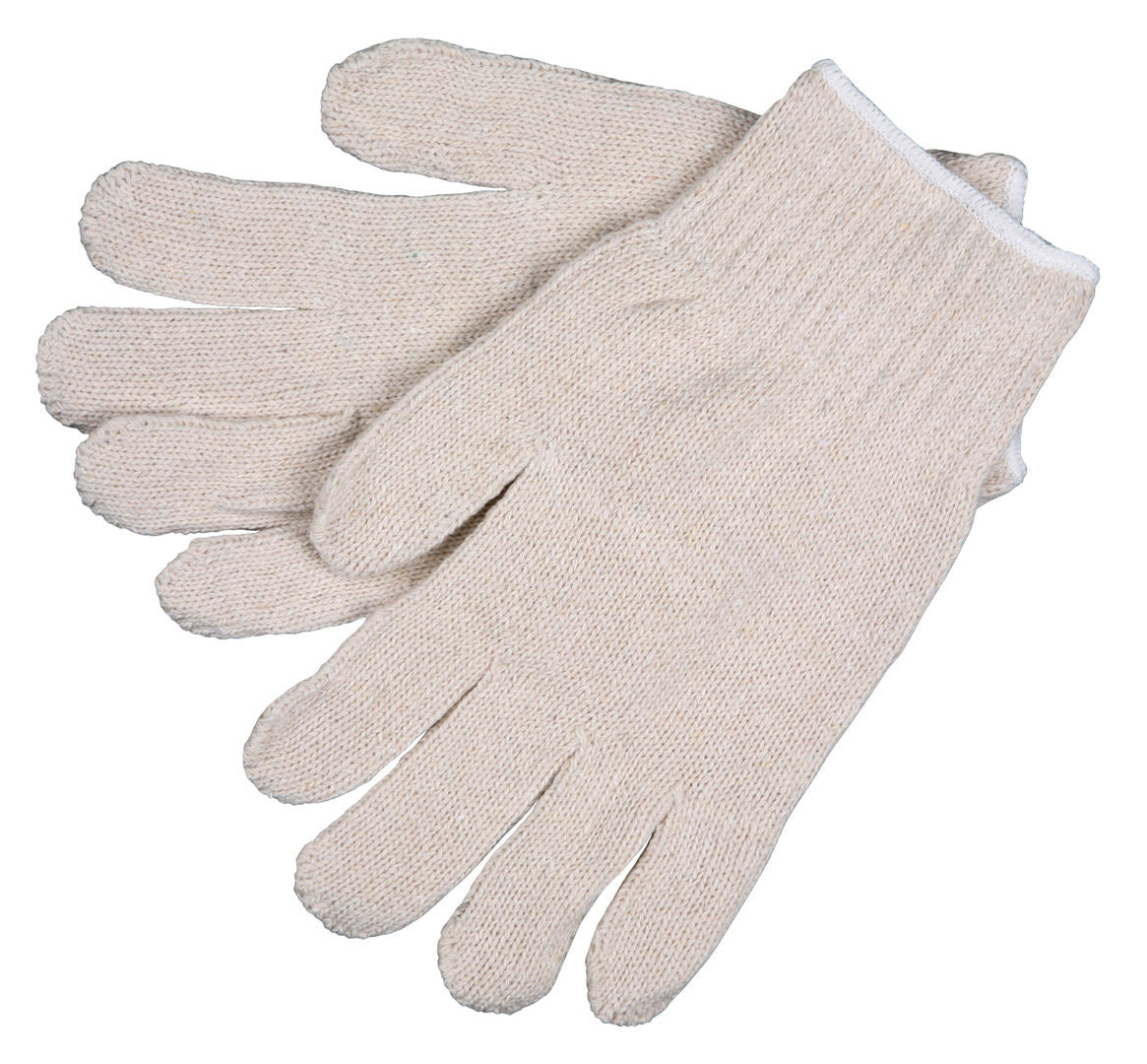 9506 - String Knit Work Gloves - 7 Gauge Heavy Weight - Natural Cotton Polyester - Hemmed Cuff - Multi-purpose Gloves