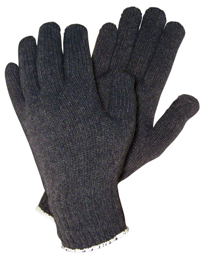 9506B - String Knit Work Gloves - 7-Gauge Heavyweight Black Cotton/Polyester - Hemmed Cuff Multi-Purpose Gloves