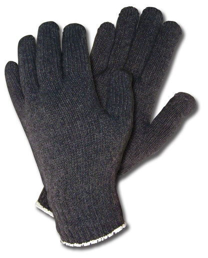 9506B - String Knit Work Gloves - 7-Gauge Heavyweight Black Cotton/Polyester - Hemmed Cuff Multi-Purpose Gloves