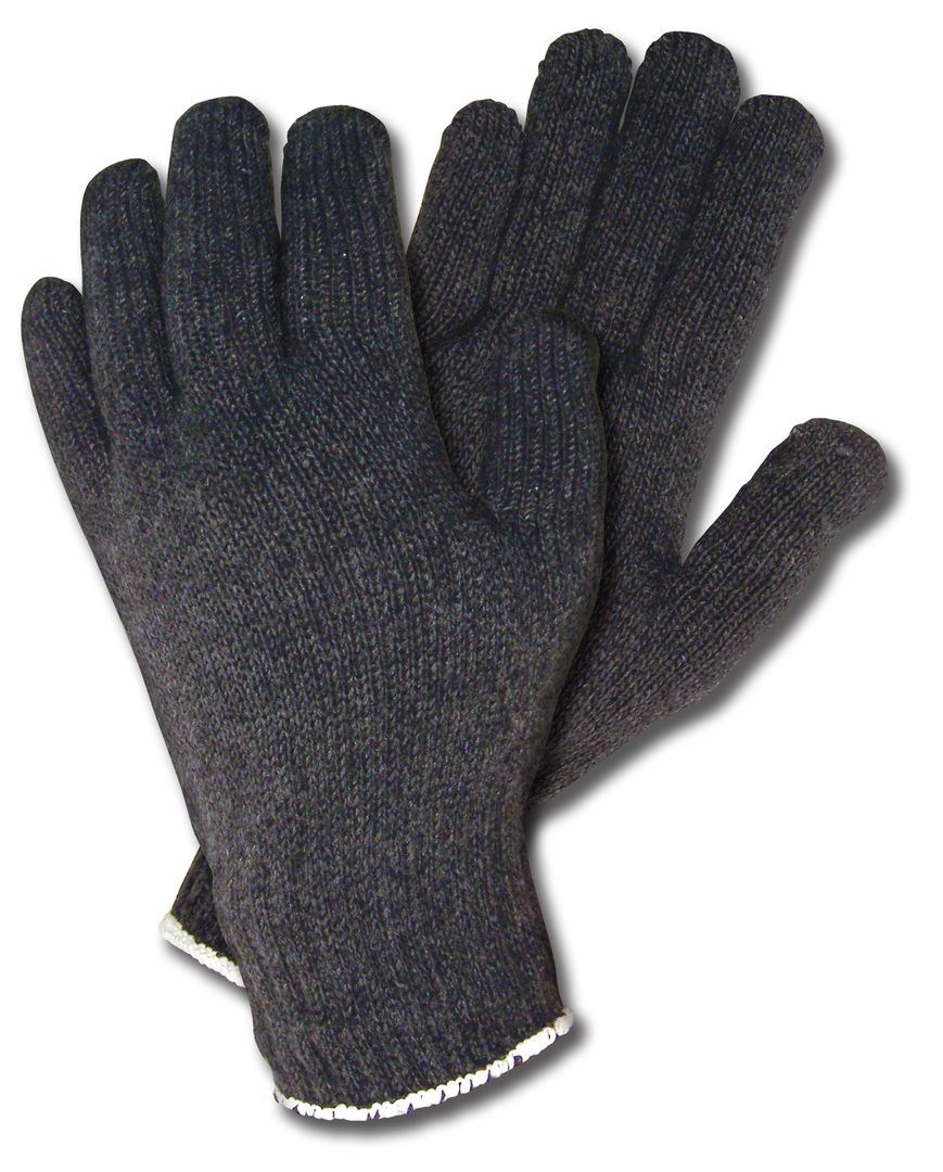 9506B - String Knit Work Gloves - 7-Gauge Heavyweight Black Cotton/Polyester - Hemmed Cuff Multi-Purpose Gloves