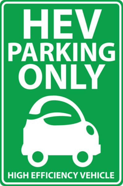 ZING Parking Sign, High Efficiency Vehicles Only, Eng, 12X18 - official Zing product image 1
