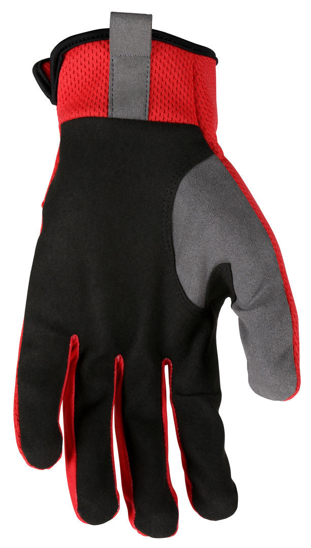 MCR Safety 952 - MCR Safety HyperFit® - Red Mechanics Work Gloves - Synthetic Leather Palm - Reflective Logo on Back - Super Stretch Knuckle Fabric - Slip-on Cuff and Reinforced Thumb Crotch for Maximum Comfort and Wear — manufacturer image 3