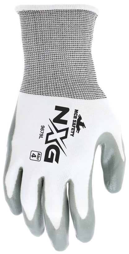 9679 - MCR Safety NXG® Work Gloves - 13 Gauge White Nylon Shell - Gray Nitrile Coated Palm and Fingertips - Premium Quality, Comfort, and Fit for Long Workdays