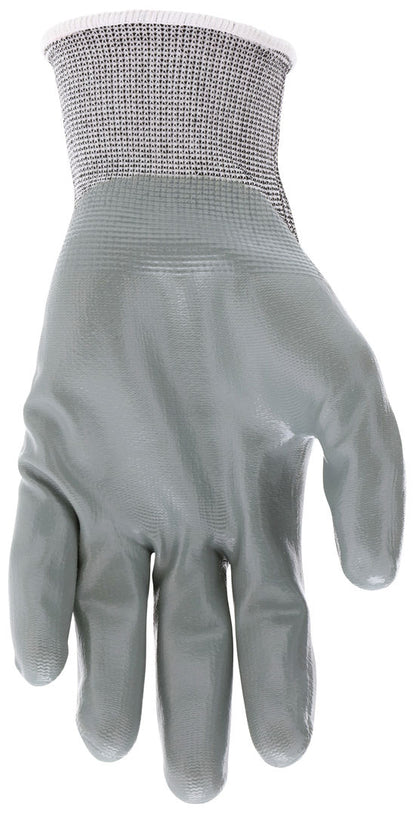9679 - MCR Safety NXG® Work Gloves - 13 Gauge White Nylon Shell - Gray Nitrile Coated Palm and Fingertips - Premium Quality, Comfort, and Fit for Long Workdays