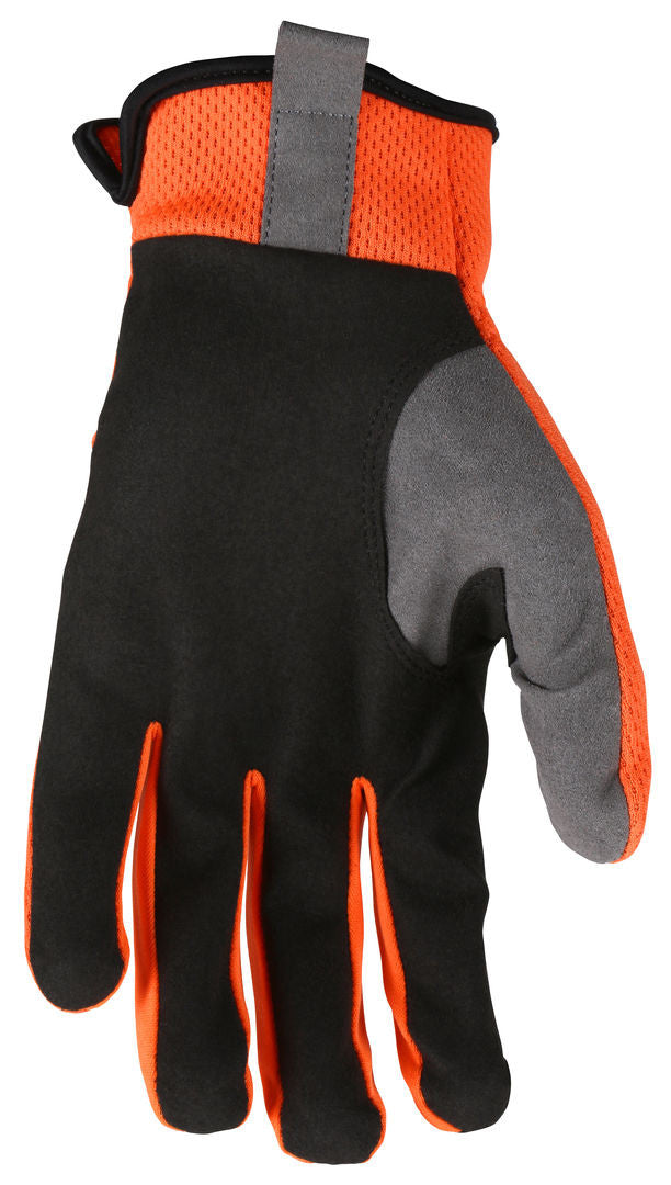 MCR Safety 954M - MCR Safety HyperFit® - Hi-Vis Orange Mechanics Work Gloves - Synthetic Leather Palm - Reflective Logo on Back - Super Stretch Knuckle Fabric - Slip-on Cuff and Reinforced Thumb Crotch for Maximum Comfort and Wear — manufacturer image 3