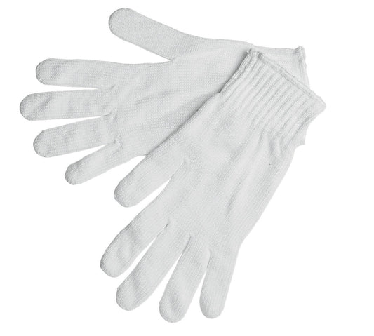9616M - String Knit Work Gloves - 7-Gauge Regular Weight - 100% White Polyester - Hemmed Cuff - Multi-purpose Gloves