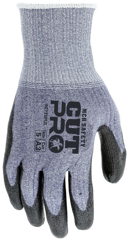 92715PU - MCR Safety CutPro® - 15 Gauge HyperMax® HPPE Shell - Cut, Abrasion and Puncture Resistant - Polyurethane (PU) Coated Palm and Fingertips