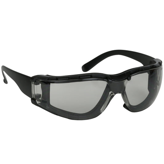 Zenon Z11sm™ Foam: Rimless Safety Glasses with Black Temple, Light Gray Lens, Foam Padding and Anti-Scratch / Anti-Fog Coating