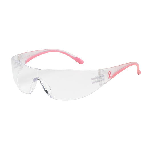 Eva® Rimless Safety Glasses with Clear / Pink Temple, Clear Lens and Anti-Scratch Coating
