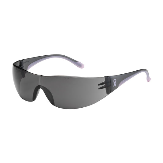 Eva®: Rimless Safety Glasses with Gray / Pink Temple, Gray Lens and Anti-Scratch Coating