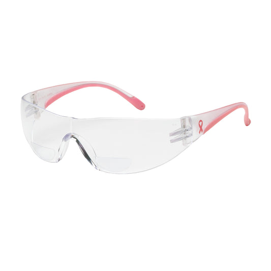 Lady Eva®: Rimless Safety Readers with Clear / Pink Temp