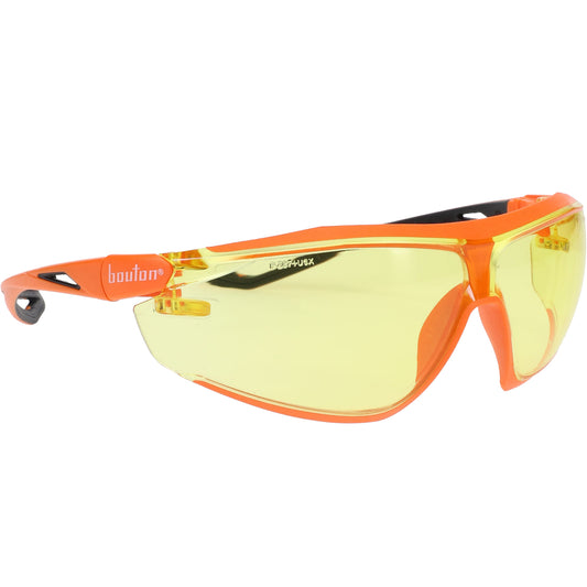 ECO Series™: Bio-Based Full Frame Safety Glasses with Orange Frame, Amber Lens and Anti-Scratch / Anti-Fog Coating