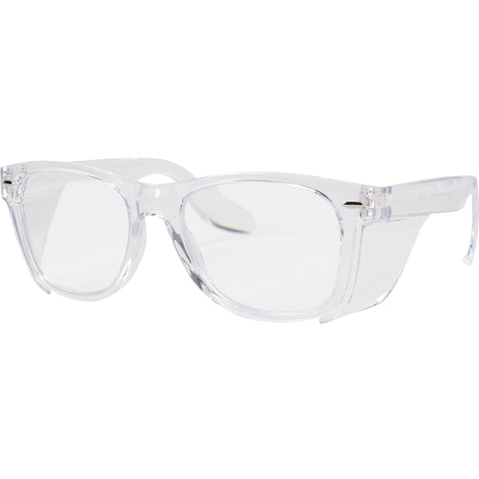 Bouton Optical 250-170-0123 – Full Lens Auto-Focusing Reader Safety Glasses, Clear Frame with Side Shields, and Clear AS/AF Coated Lens, +0.6 to +2.75 Diopter