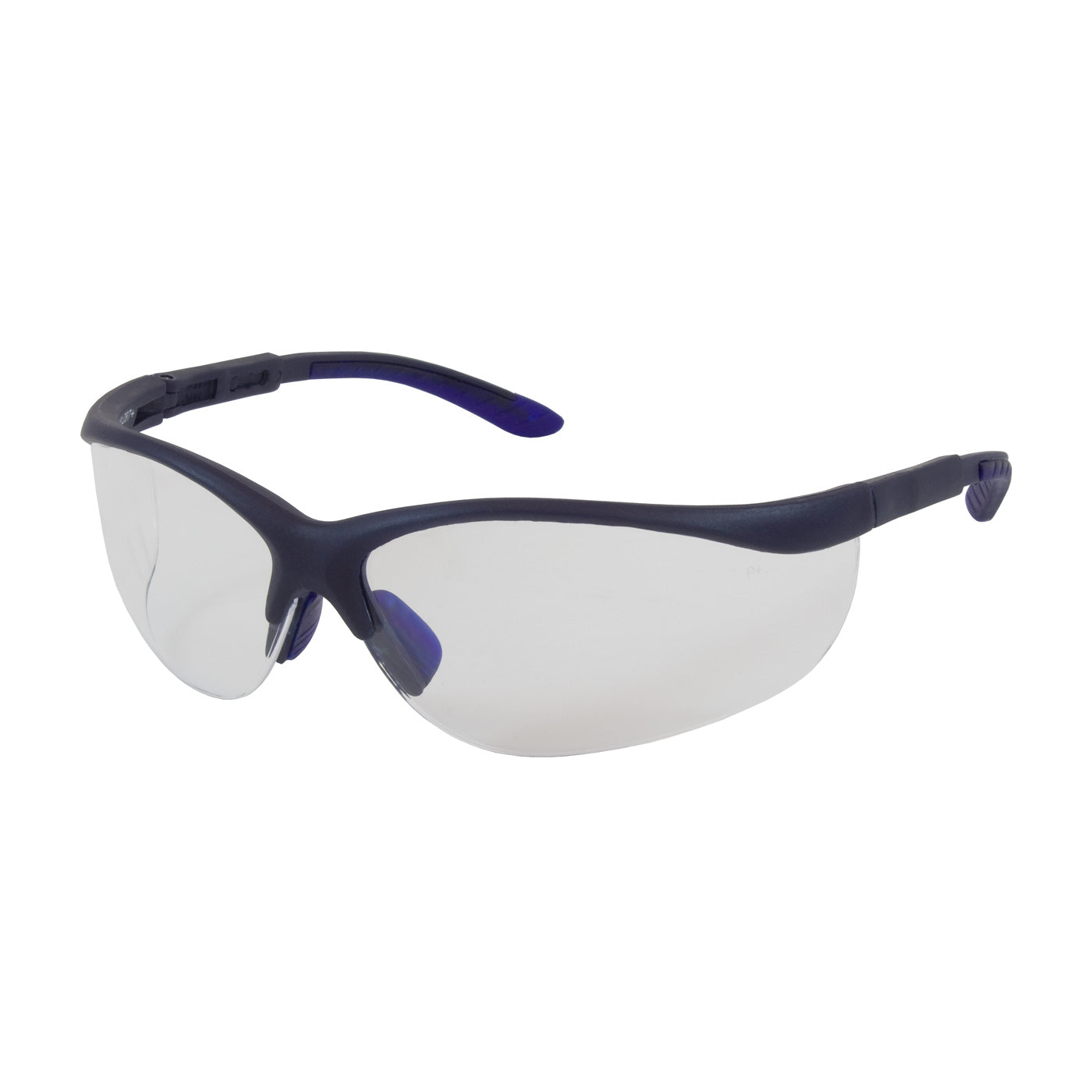 Hi-Voltage AC™ Semi-Rimless Safety Glasses with Blue Frame, Clear Lens and Anti-Scratch Coating