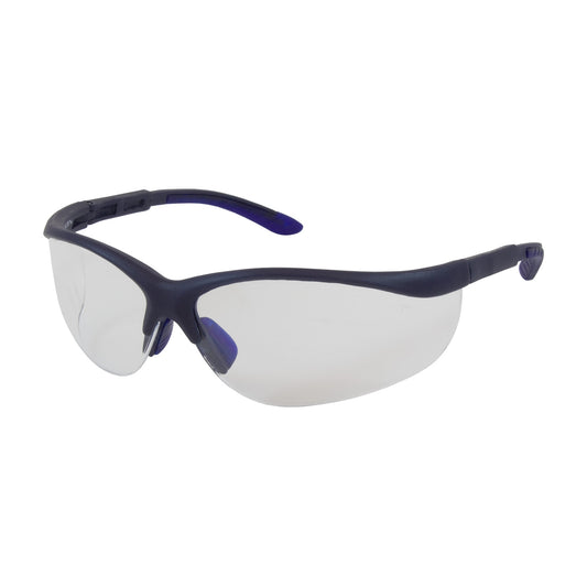 Hi-Voltage AC™ Semi-Rimless Safety Glasses with Blue Frame, Clear Lens and Anti-Scratch Coating