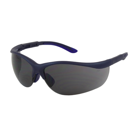 Hi-Voltage AC™: Semi-Rimless Safety Glasses with Blue Frame, Gray Lens and Anti-Scratch Coating