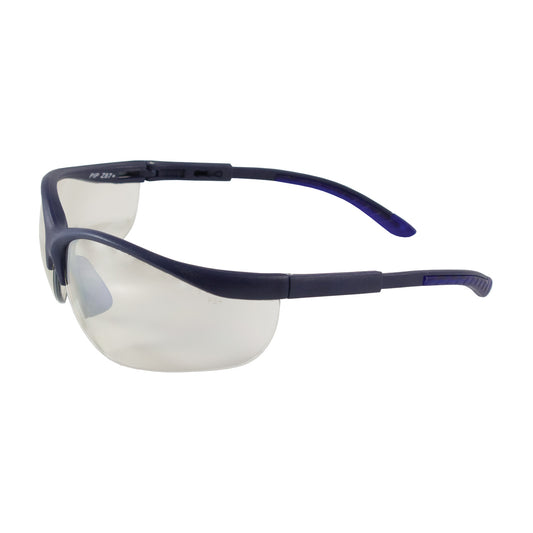 Hi-Voltage AC™ Semi-Rimless Safety Glasses with Blue Frame, I/O Lens and Anti-Scratch Coating