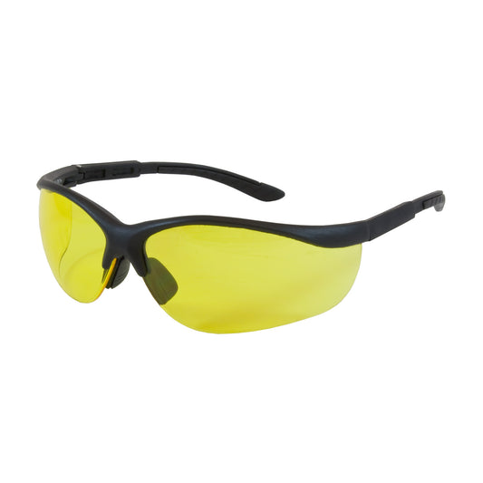 Hi-Voltage AC™: Semi-Rimless Safety Glasses with Black Frame, Amber Lens and Anti-Scratch Coating