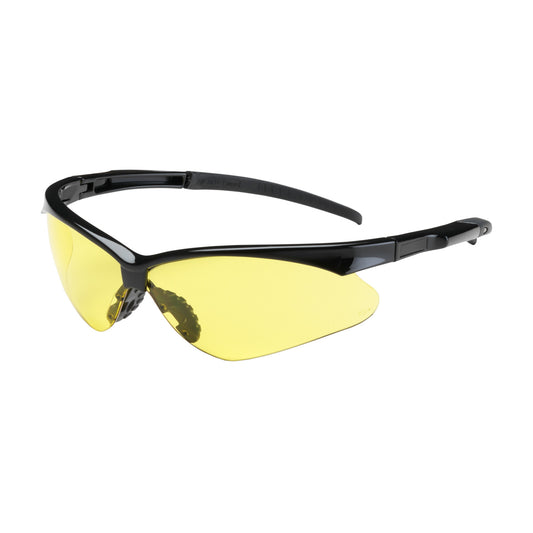 Adversary™: Semi-Rimless Safety Glasses with Black Frame, Amber Lens and Anti-Scratch Coating