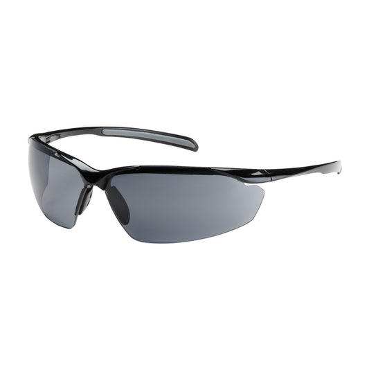 Commander™: Semi-Rimless Safety Glasses with Gloss Black Frame, Gray Lens and Anti-Scratch / Anti-Fog Coating