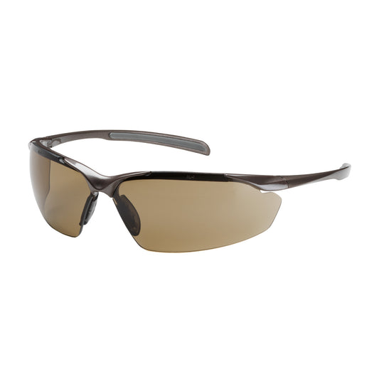 Commander™: Semi-Rimless Safety Glasses with Gloss Bronze Frame, Brown Lens and Anti-Scratch / Anti-Fog Coating
