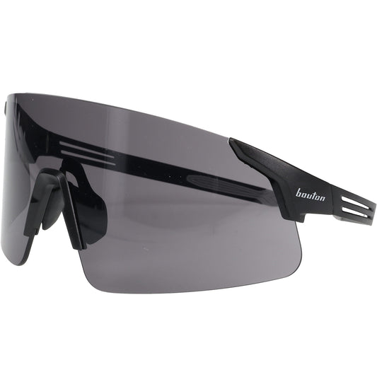 Bouton Optical 250-40-0521 – Enhanced Coverage Frameless Safety Glasses, with Black Temples and Gray FogLess® 3Sixty™ Lens Coating