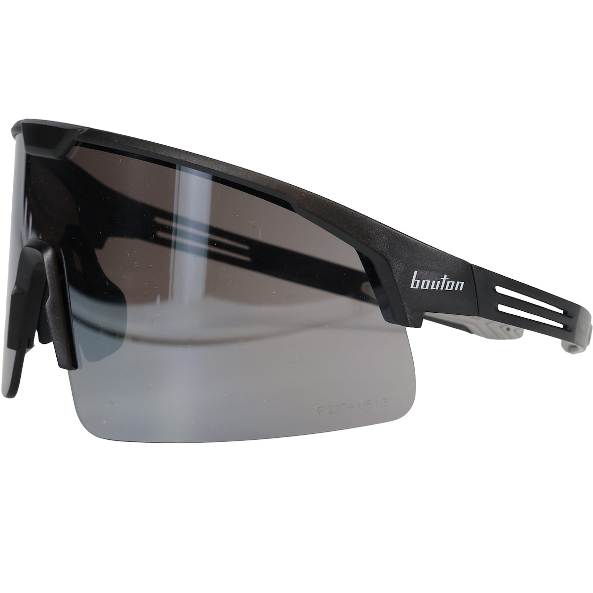 Bouton Optical 250-41-0005 – Enhanced Coverage Half-Frame Safety Glasses, with Black Frame, Silver Mirror Plus Lens, and Anti-Scratch Coating