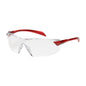 Radar™: Rimless Safety Glasses with Red Temple, Clear Lens and Anti-Scratch / Anti-Reflective Coating