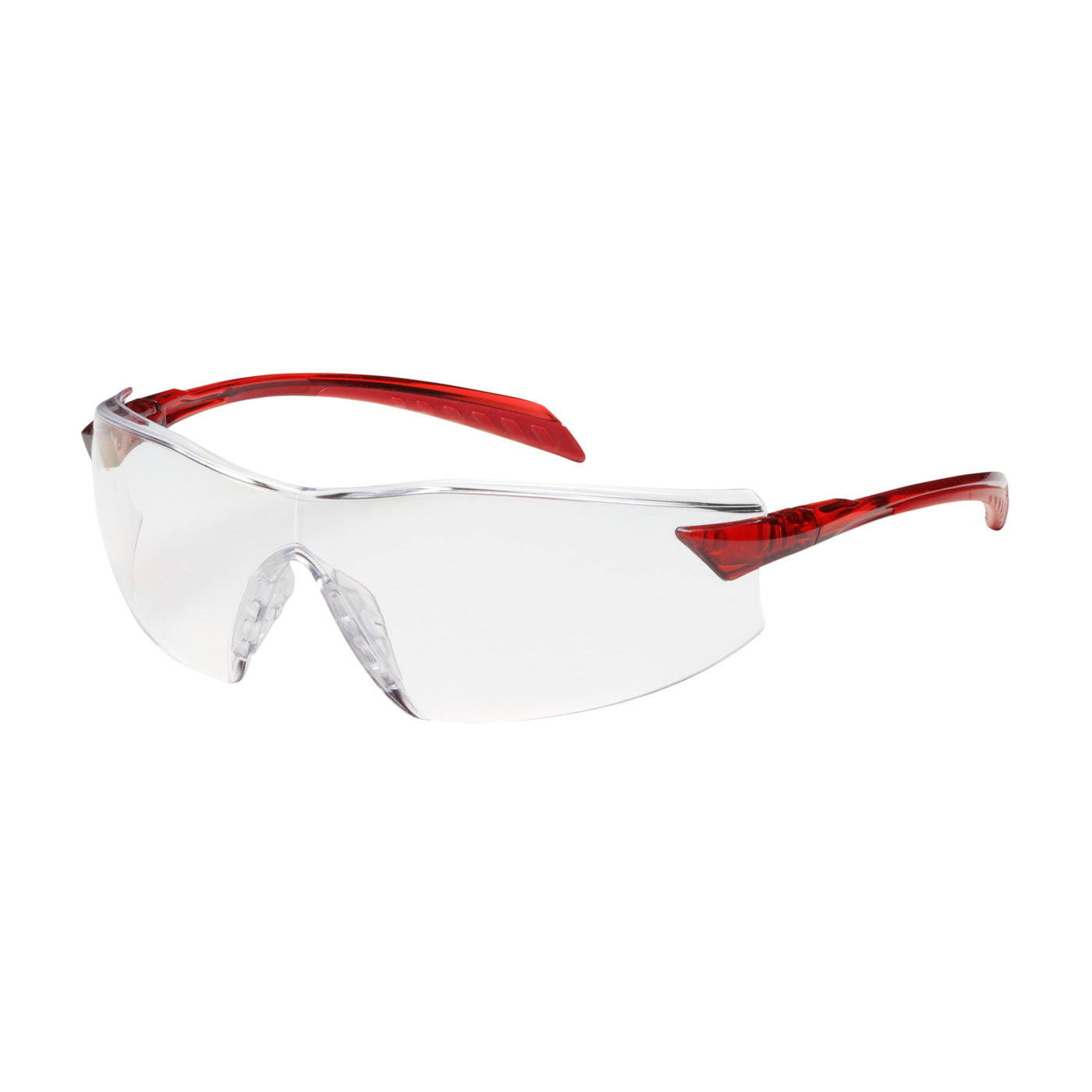 Radar™: Rimless Safety Glasses with Red Temple, Clear
