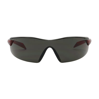 Radar™: Rimless Safety Glasses with Red Temple, Gray Lens