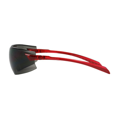 Radar™: Rimless Safety Glasses with Red Temple, Gray Lens