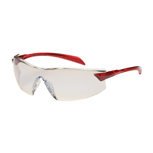 Radar™: Rimless Safety Glasses with Red Temple, I/O Blue Lens and Anti-Scratch / Anti-Fog Coating