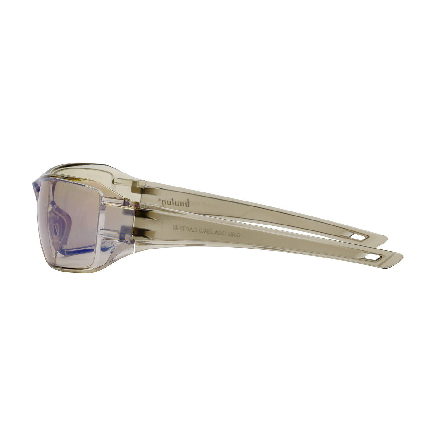 Captain™ Rimless Safety Glasses with Clear Temple, I/O Blue Lens and Anti-Scratch / Anti-Fog Coating