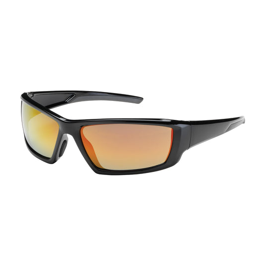 Sunburst™: Full Frame Safety Glasses with Black Frame, Red Mirror Plus Lens and Anti-Scratch / Anti-Reflective Coating