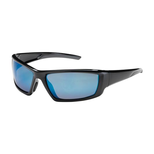Sunburst™ Full Frame Safety Glasses with Black Frame, Blue Mirror Plus Lens and Anti-Scratch / Anti-Reflective Coating