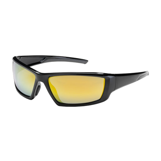 Sunburst™ Full Frame Safety Glasses with Black Frame, Gold Mirror Plus Lens and Anti-Scratch / Anti-Reflective Coating