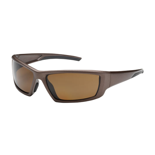 Sunburst™ Full Frame Safety Glasses with Brown Frame, Polarized Brown Lens and Anti-Scratch / Anti-Fog Coating