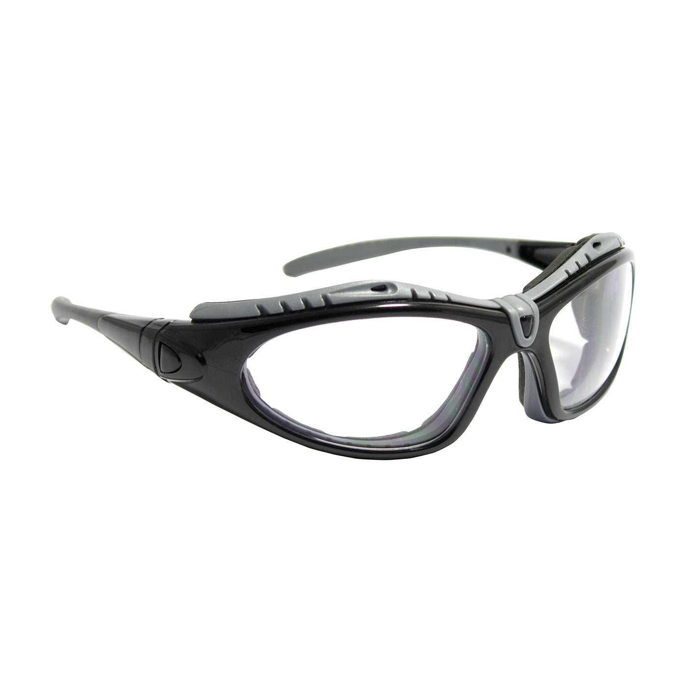 Fuselage™ Full Frame Safety Glasses with Black Frame, Foam Padding, Clear Lens and Anti-Scratch / Anti-Fog Coating