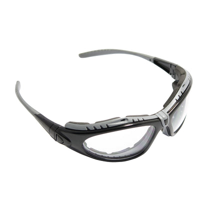 Fuselage™ Full Frame Safety Glasses with Black Frame, Foam Padding, Clear Lens and Anti-Scratch / Anti-Fog Coating