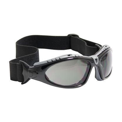 Fuselage™: Full Frame Safety Glasses with Black Frame, Foam Padding, Gray Lens and Anti-Scratch / Anti-Fog Coating