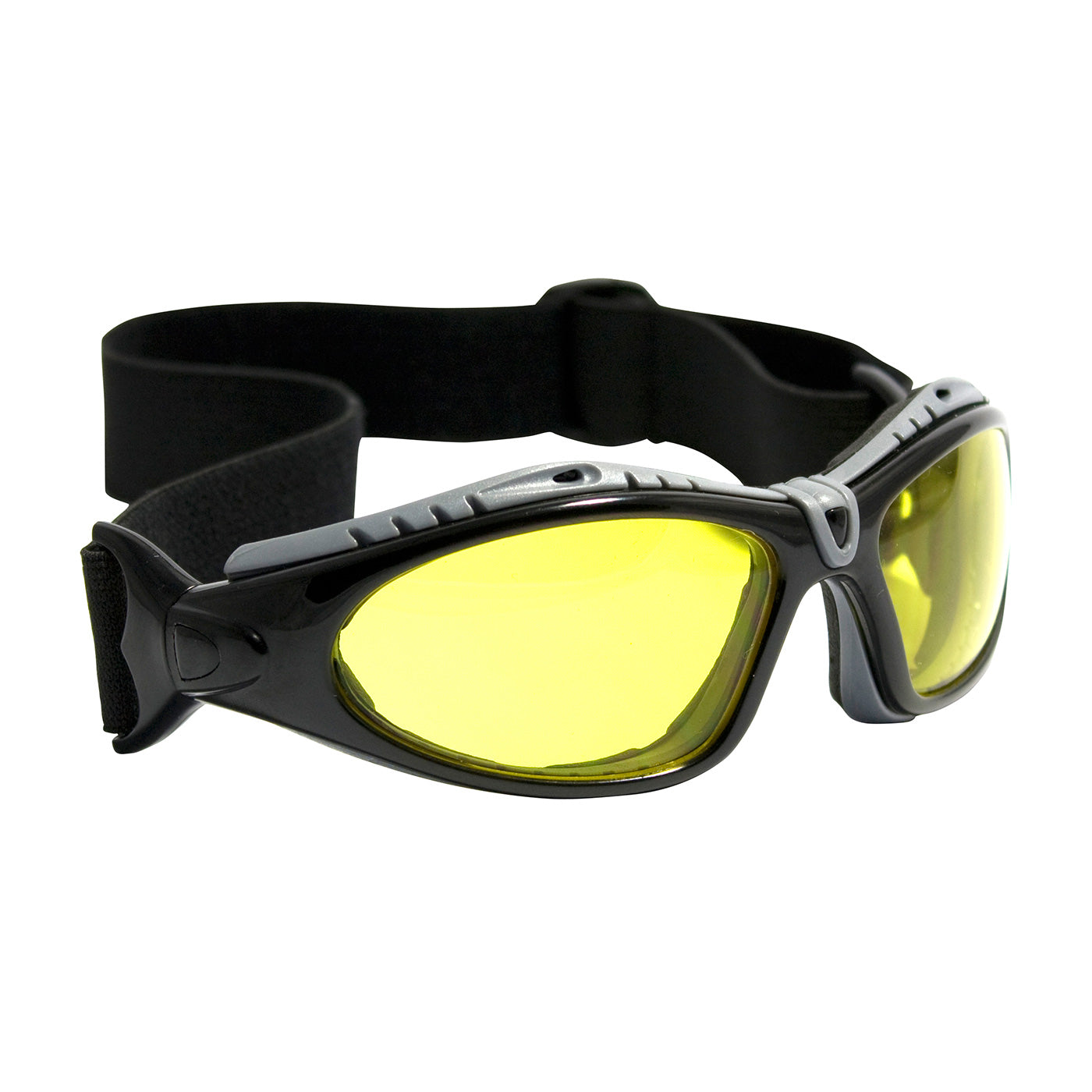 Fuselage™: Full Frame Safety Glasses with Black Frame, Foam Padding, Amber Lens and Anti-Scratch / Anti-Fog Coating