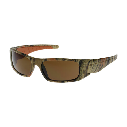 Squadron™: Full Frame Safety Glasses with Camouflage Frame, Brown Lens and Anti-Scratch / Anti-Fog Coating
