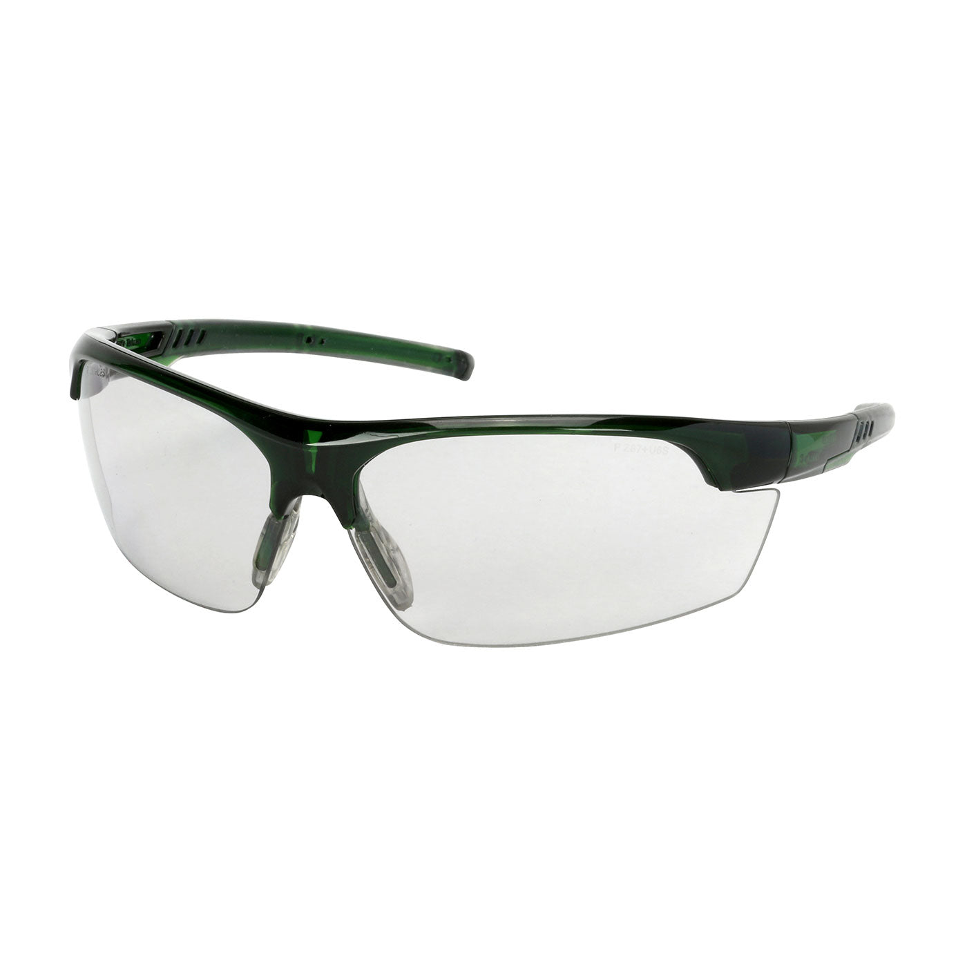 PIP 250-58-0551 Xtricate-CTM Semi-Rimless Safety Glasses with Green Frame, Light Gray Lens and FogLess 3Sixty Coating