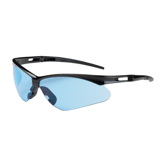 Anser™ Semi-Rimless Safety Glasses with Black Frame, Light Blue Lens and Anti-Scratch Coating