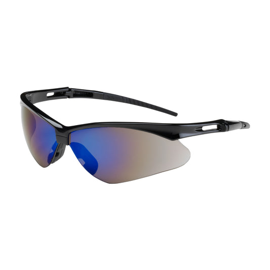 Anser™: Semi-Rimless Safety Glasses with Black Frame, Blue Mirror Lens and Anti-Scratch Coating