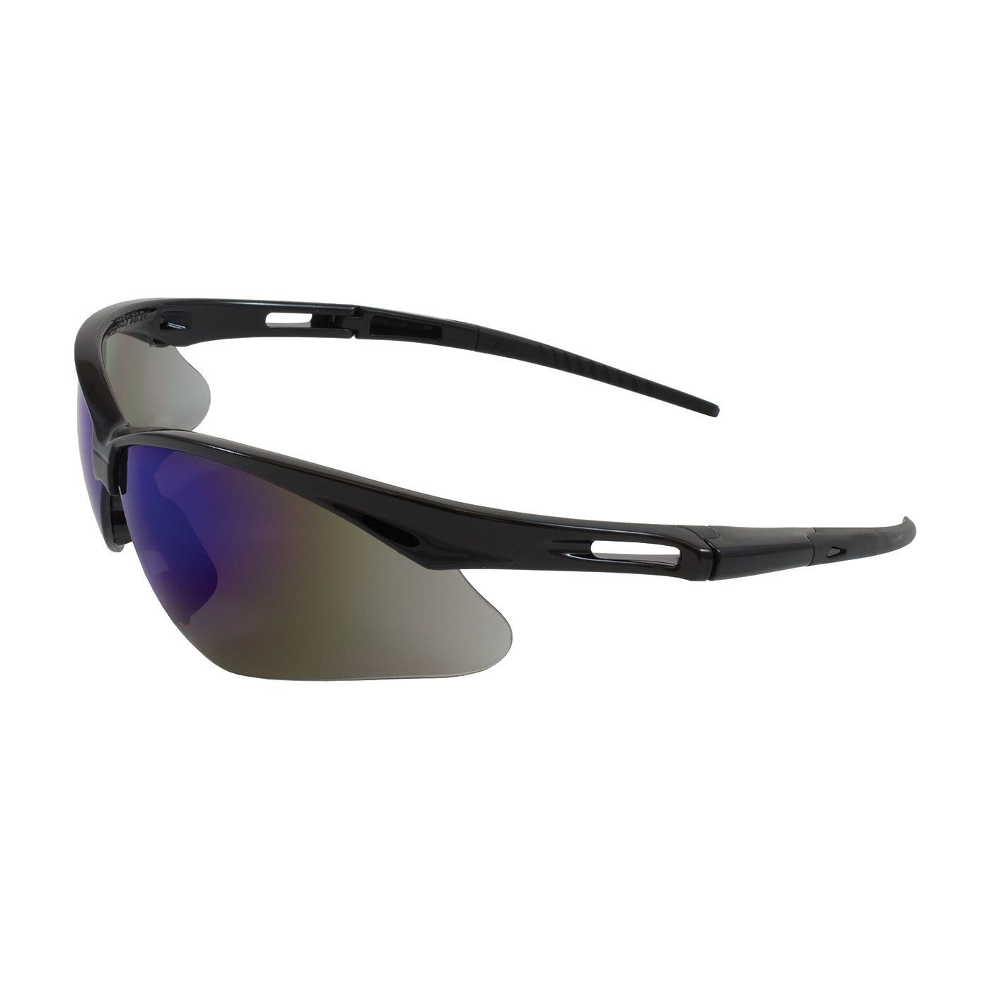 Anser™: Semi-Rimless Safety Glasses with Black Frame, Blue Mirror Lens and Anti-Scratch Coating