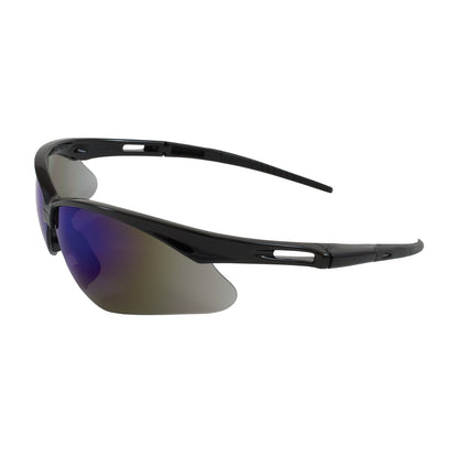 Anser™: Semi-Rimless Safety Glasses with Black Frame, Blue Mirror Lens and Anti-Scratch Coating