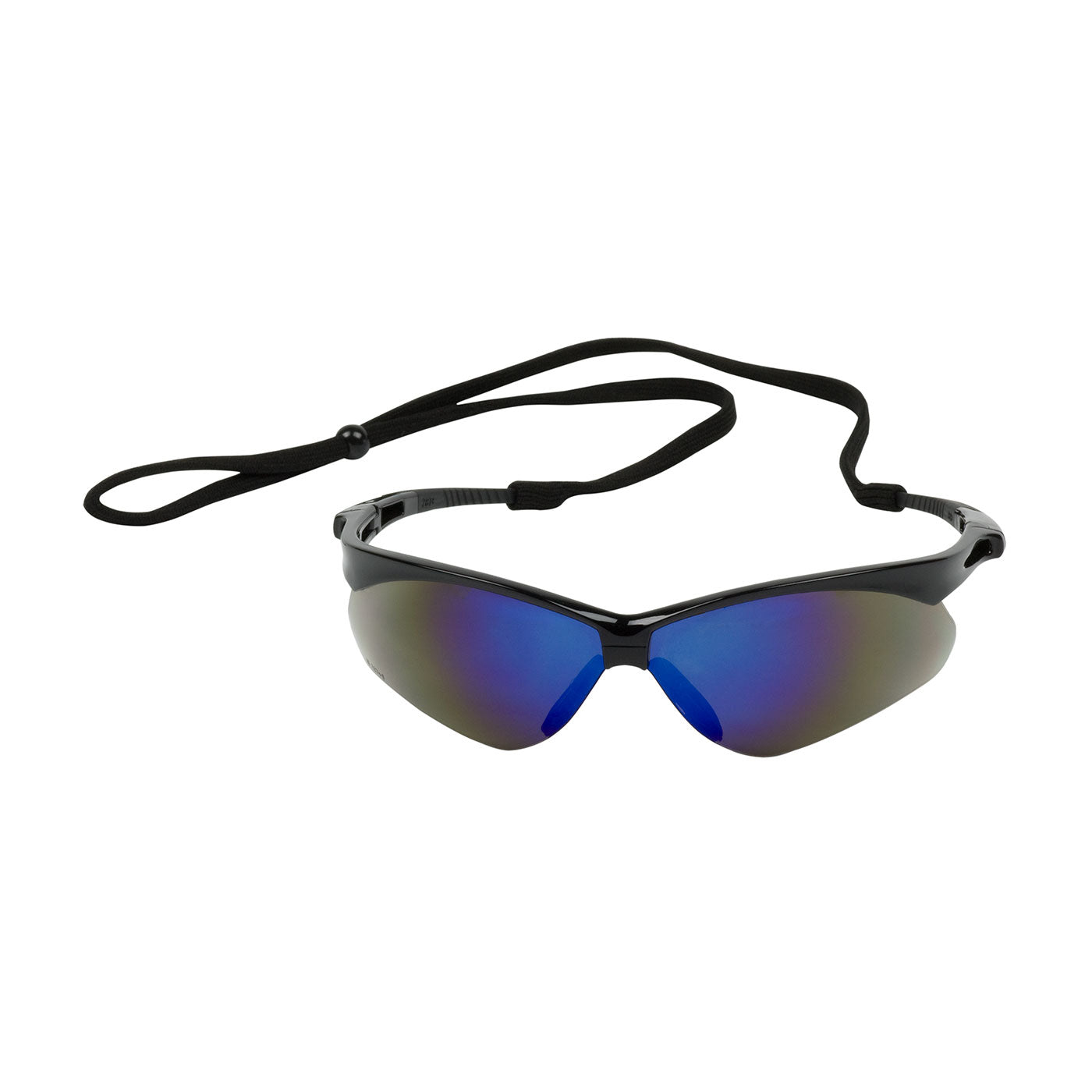 Anser™: Semi-Rimless Safety Glasses with Black Frame, Blue Mirror Lens and Anti-Scratch Coating