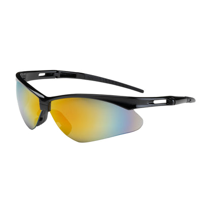 PIP 250-AN-10116 Anser Semi-Rimless Safety Glasses with Black Frame, Red Mirror Lens and Anti-Scratch Coating