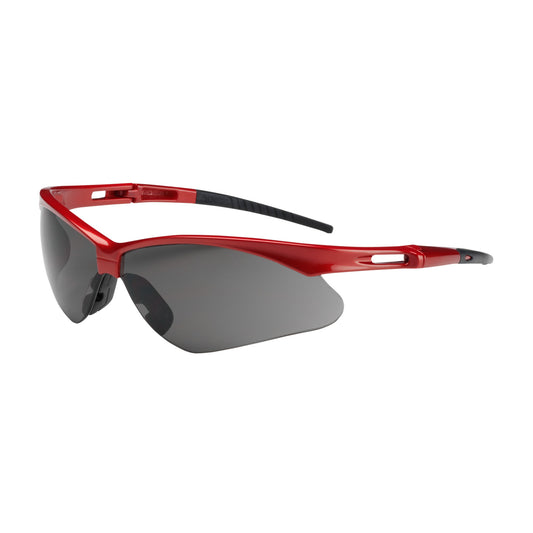 Anser™: Semi-Rimless Safety Glasses with Red Frame, Gray Lens